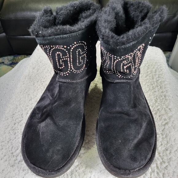 UGG Classic Gem Mini Black Boots Women's bootie size 9 - Picture 4 of 7
